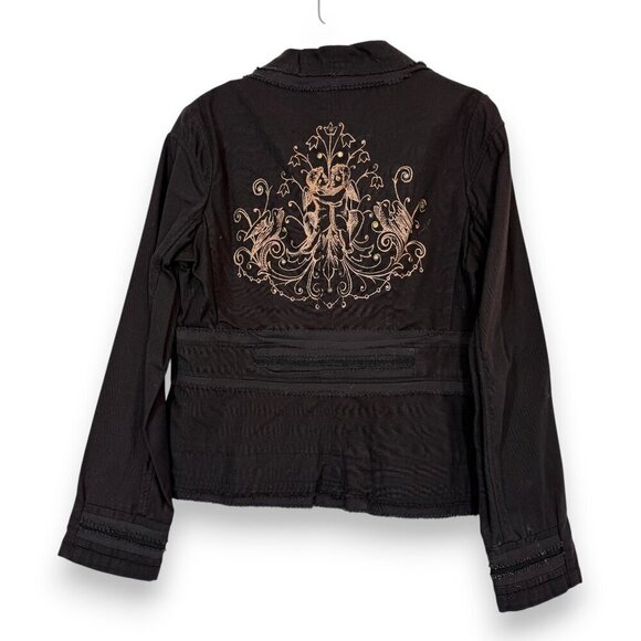 Vintage Black Blazer Y2K Jacket Retro Angels Cherubs Whimsygoth Medium - Picture 10 of 10